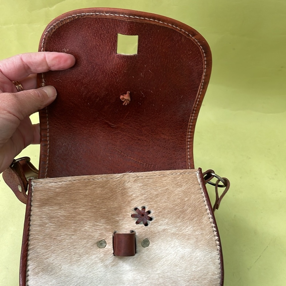 Vintage new tool made all leather mini crossbody bag - Picture 10 of 11